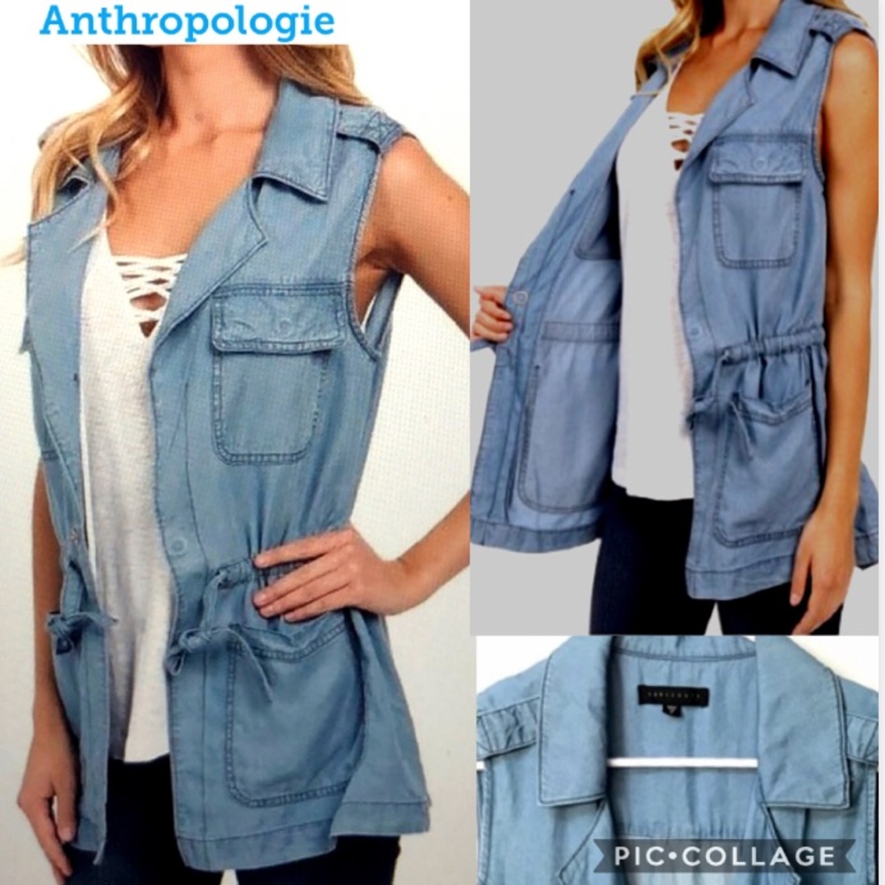 Anthropologie Sanctuary Chambray Long Vest